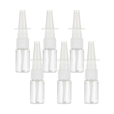Afbeelding van Aidqxbaoer 6 stuks 10 ml lege neusspray, navulbare vernevelaar, met trechters en etiketten, neusspray van kunststof, fijne spray, etherische oliën, oplossing