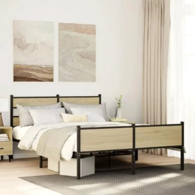 Afbeelding van vidaXL Bedframe zonder matras hout sonoma eikenkleurig 137x190 cm