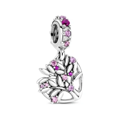 Afbeelding van Pandora Sterling zilveren levensboom pictogrammen met roze zirkonia, synthetische saffier en robijn, zilver, Zirkoniumoxide
