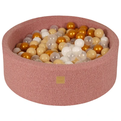 Afbeelding van Ballenbak boucle ( teddy stof) 90 x30 cm + 200 ballen roze