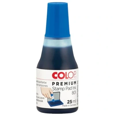 Afbeelding van COLOP 801 blauw stempelkussen beste inktvulling voor schuimpads en rubberen viltstiften, op waterbasis niet giftig