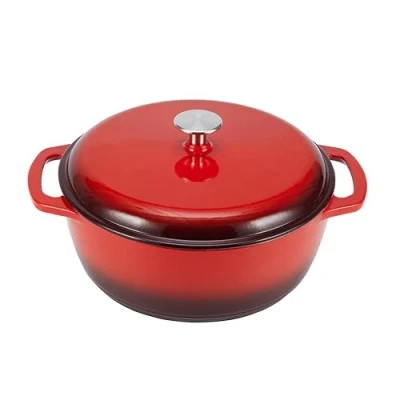 Afbeelding van Amazon Basics Gietijzeren braadpan, geëmailleerd, 5,6 liter rood