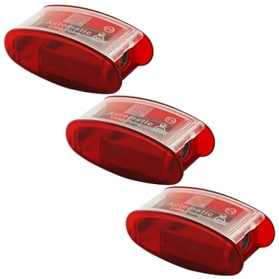 Afbeelding van KUM AZ105.30.16 R AS2 lange conische puntenslijper, 3 delig, puntenslijper met tank, 2 reservemesjes, rood