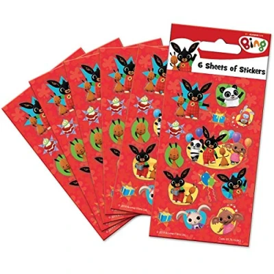 Afbeelding van Paper Projects 01.70.15.043 Bing Party Bag Stickers (6 Vellen), Rood, 12,5 cm x 7,5