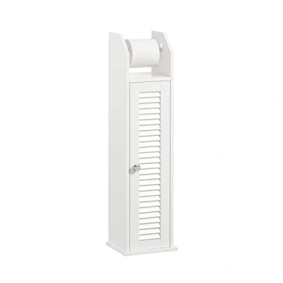 Afbeelding van SoBuy BZR49 W Vrijstaande toiletrolhouder Toiletpapier Opbergkast Badkamerkast Zijkast Badkamermeubels Wit PH ca. 20 x 79 18 cm