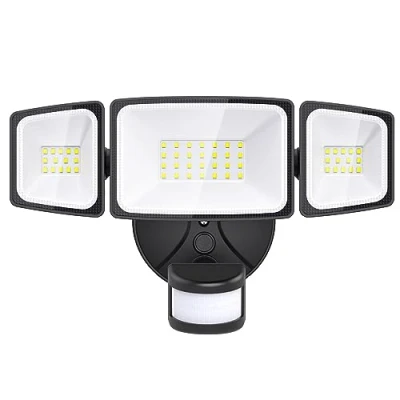 Afbeelding van Onforu 36 W led veiligheidsverlichting voor buiten, 3 verstelbare koppen 6500 K overstroming bewegingsmelder, 4000 lm buitenbewegingssensorverlichting, IP65 waterdicht