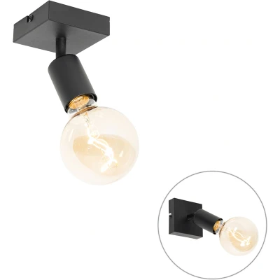 Afbeelding van QAZQA facil Moderne Wand en Plafondspot Spotje Opbouwspot 1 lichts L 9 cm Zwart Woonkamer Slaapkamer Keuken