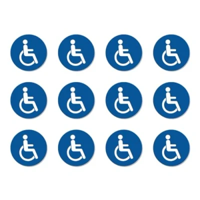 Afbeelding van Set van 12 stickers voor mensen met een handicap in rolstoelen of handicap, conform DIN EN ISO 7010 / ASR A1.3 2,5 cm