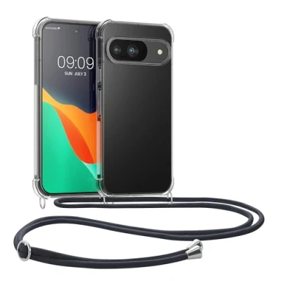 Afbeelding van kwmobile telefoonhoesje geschikt voor Google Pixel 9 / Pro Hoesje met telefoonkoord Back cover in grijs transparant