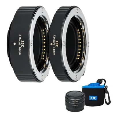Afbeelding van JJC Autofocus AF TTL Ring Macro verlengbuizen 11 mm 16 set voor Fujifilm Fuji X H2S Pro3 A7 A5 T30 T3 T100 H1 E3 SLR met behuizing, achterkant stop en opbergtas