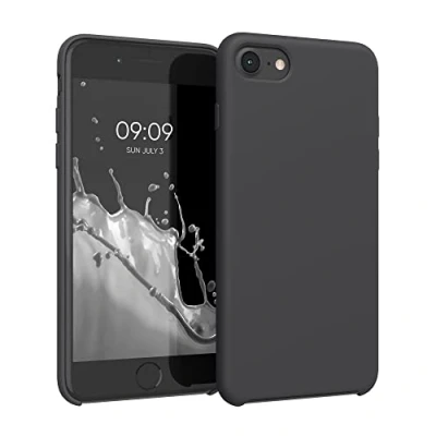 Afbeelding van kwmobile telefoonhoesje geschikt voor Apple iPhone SE (2022) / (2020) 8 7 Hoesje met siliconen coating Smartphone case in mat zwart