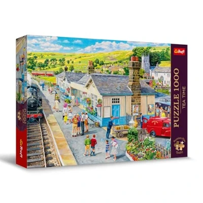 Afbeelding van Trefl Premium Plus Quality Puzzel Tea Time: Station 1000 stukjes, Nostalgische Fotoserie, Perfect op elkaar afgestemde stukken, voor volwassenen en kinderen vanaf 12 jaar