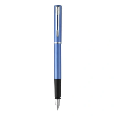 Image de WATERMAN Allure Stylo plume, laque bleue satinée, plume fine, cartouche encre bleu, Coffret cadeau