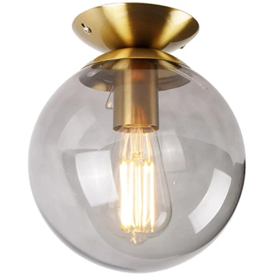 Afbeelding van QAZQA Art deco plafondlamp messing met smoke glas Pallon