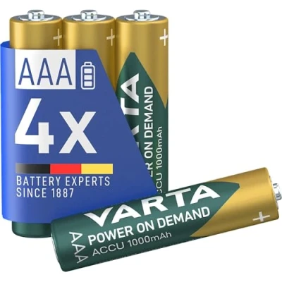 Image de VARTA Piles rechargeables AAA, lot de 4, Recharge Accu Power, 1000 mAh Ni MH, sans effet mémoire, préchargées, prêtes à l&#039;emploi