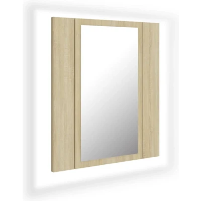 Afbeelding van vidaXL Badkamerkast met spiegel LED 40x12x45 acryl sonoma eikenkleurig