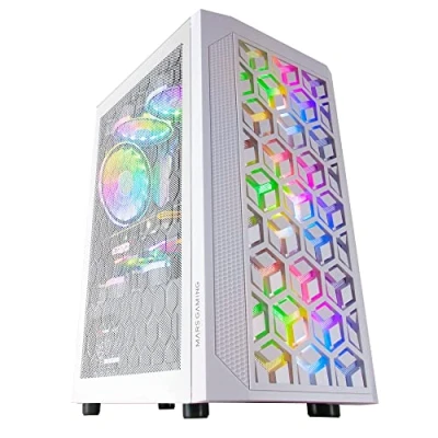 Afbeelding van Mars Gaming MC MESHW, pc behuizing gaming, Micro ATX, Total Mesh Design, 3 FRGB ventilatoren, wit