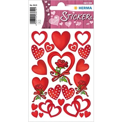 Image de Sticker decor coeur et roses 3 x 22 stickers herma 3619