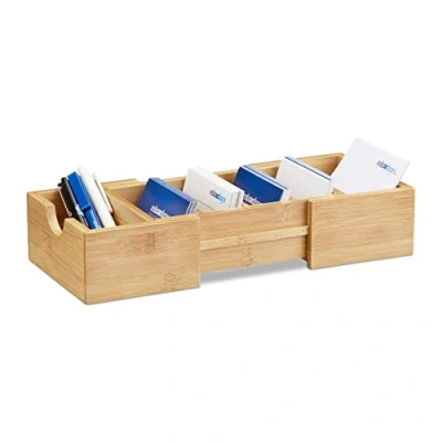 Afbeelding van Relaxdays Bamboe indexkaarten, DIN A8, voor visitekaartjes, om eruit te halen, afmetingen (h x b d): ca. 5,5 13 30 cm, naturel