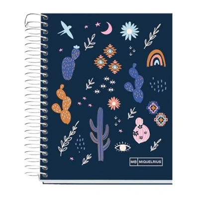 Afbeelding van Miquelrius Notitieboek A6, 140 vellen à 70 g/m², 7 mm horizontaal gelinieerd, 4 gekleurde strepen, zonder boren, hardcover, Desert collectie