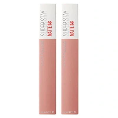 Image de Maybelline New York SuperStay Matte Ink Lot de 2 encres à lèvres, résultat couvrant et uniforme avec applicateur pointe, longue tenue 16 h, couleur 5 Loyalist, rouges lèvres