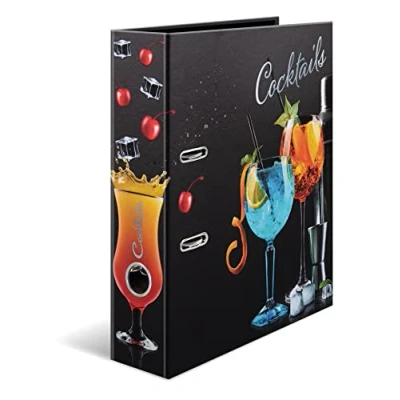 Afbeelding van HERMA 19566 Ordner A4 Flavors Cocktails, 7 cm breed, doe het zelf schrijfpatroon van karton met binnenprint voor keuken en huis, ringband stevig recepten