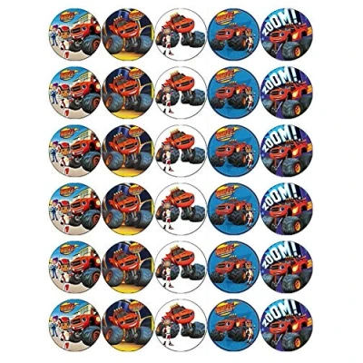 Afbeelding van 30 stuks eetbare cupcake decoraties voor Blaze en Monster Machines