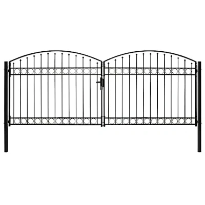 Afbeelding van vidaXL Poort met gebogen bovenkant dubbel 400x175 cm staal zwart