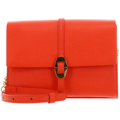 Afbeelding van COCCINELLE Leren Schoudertas Dorian Mini Bag Grained Leather Gazpacho Oranje