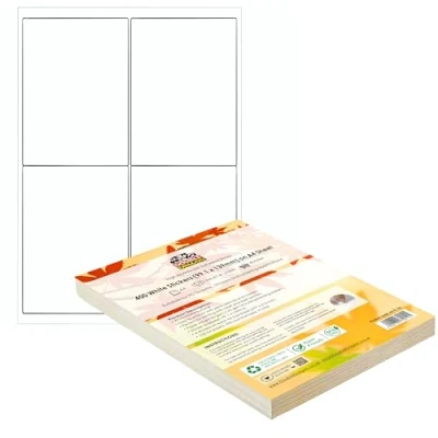 Afbeelding van Double Dragon, 400 zelfklevende A4 adreslabels, 4 etiketten per vel, 99,1 x 139 mm, voor laserdruk, inkjet, pen/potlood/marker