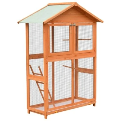 Afbeelding van vidaXL Vogelkooi 125.5x59.5x164 cm massief grenen en vurenhout