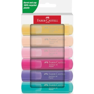 Afbeelding van Tekstmarker Faber Castell 46 Pastel 6stuks blush, roze, lila, turquois