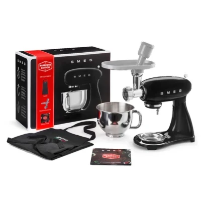 Afbeelding van Smeg Smf23bleu Special Edition Pack Bbq Keukenmachine Multi Vleesmaler Smmg01 Keukenschort Receptenboekje Zwart
