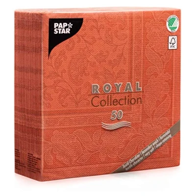 Afbeelding van Papstar 50 servetten Royal Collection 1/4 gevouwen 40 cm x terracotta ornamenten, 11680