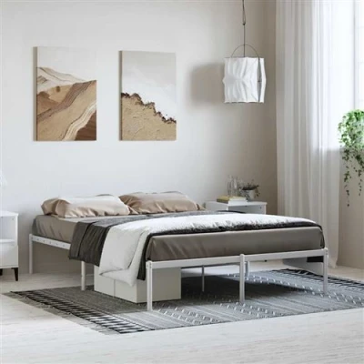 Afbeelding van vidaXL Bedframe metaal wit 135x190 cm
