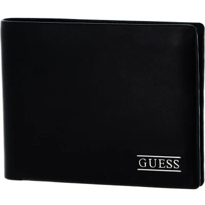 Afbeelding van GUESS Leren Kaarthouder New Boston Flat Billfold Black Zwart