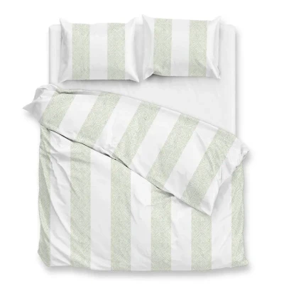 Afbeelding van Zohome Dekbedovertrek Tratti di Satinado Deken Dekbed Groen 100% Katoen Satijn Strepen 240x220 + 2 slopen 60/70 cm