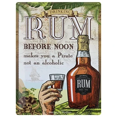 Afbeelding van Dodino Metalen bord 30 x 40 cm RUM Decoratieve accessoires voor in huis decoratief alle bar of pubeigenaren