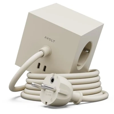 Afbeelding van AVOLT Square 1 Adapter 30W Dual USBC 1.8m Nomad Sand (beige)