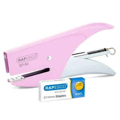 Afbeelding van Rapesco 1377 SP 64 nietjes en 1000 type 21/4 mm, capaciteit van 12 vellen, pastelroze