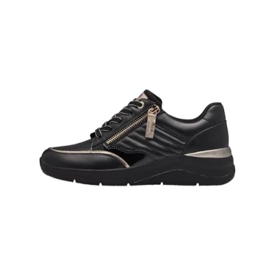 Afbeelding van Jana Sneakers laag, Dames, Maat: 38, Black gold Imitatieleer/ textiel