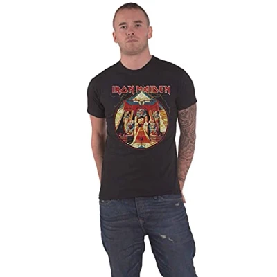 Afbeelding van Iron Maiden Powerslave Lightning Circle Heren T shirt 2XL Zwart