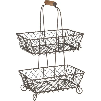 Afbeelding van Clayre &amp; Eef Etagère 2 laags 23x15x37 cm Zwart Ijzer Rechthoek