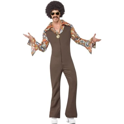 Afbeelding van Smiffy&#039;s Hippie Kostuum Groovy Boogie Man Bruin Medium Carnavalskleding Verkleedkleding