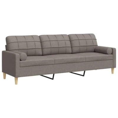 Afbeelding van vidaXL 3 zitsbank met sierkussens 210 cm stof taupe