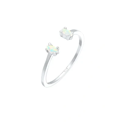 Afbeelding van Elli OVAL GEO OPAL Offen Verstellbar Ring, Dames, Maat: 54, Silver