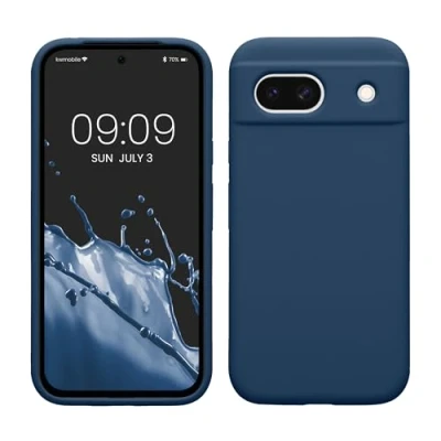 Afbeelding van kwmobile telefoonhoesje geschikt voor Google Pixel 8a Hoesje met siliconen coating Smartphone case in marineblauw
