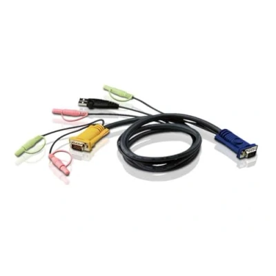 Afbeelding van KVM Kabel VGA Male / USB A 2x 3.5 mm Connector Aten SPHD15 Y 1.8 m