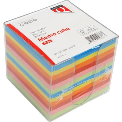 Afbeelding van Memokubus Quantore 90x90mm transparant assorti