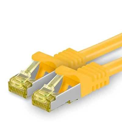 Afbeelding van Cat.7 ethernet kabel Gigabit LAN netwerkkabel RJ45 2m geel 1 stuk cat7 netwerk ruwe 10 GB s SFTP PIMF LSZH set patchkabel met Rj 45 connector Cat.6a